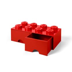 Brique rouge de rangement Lego à tiroir 8 tenons 5006131