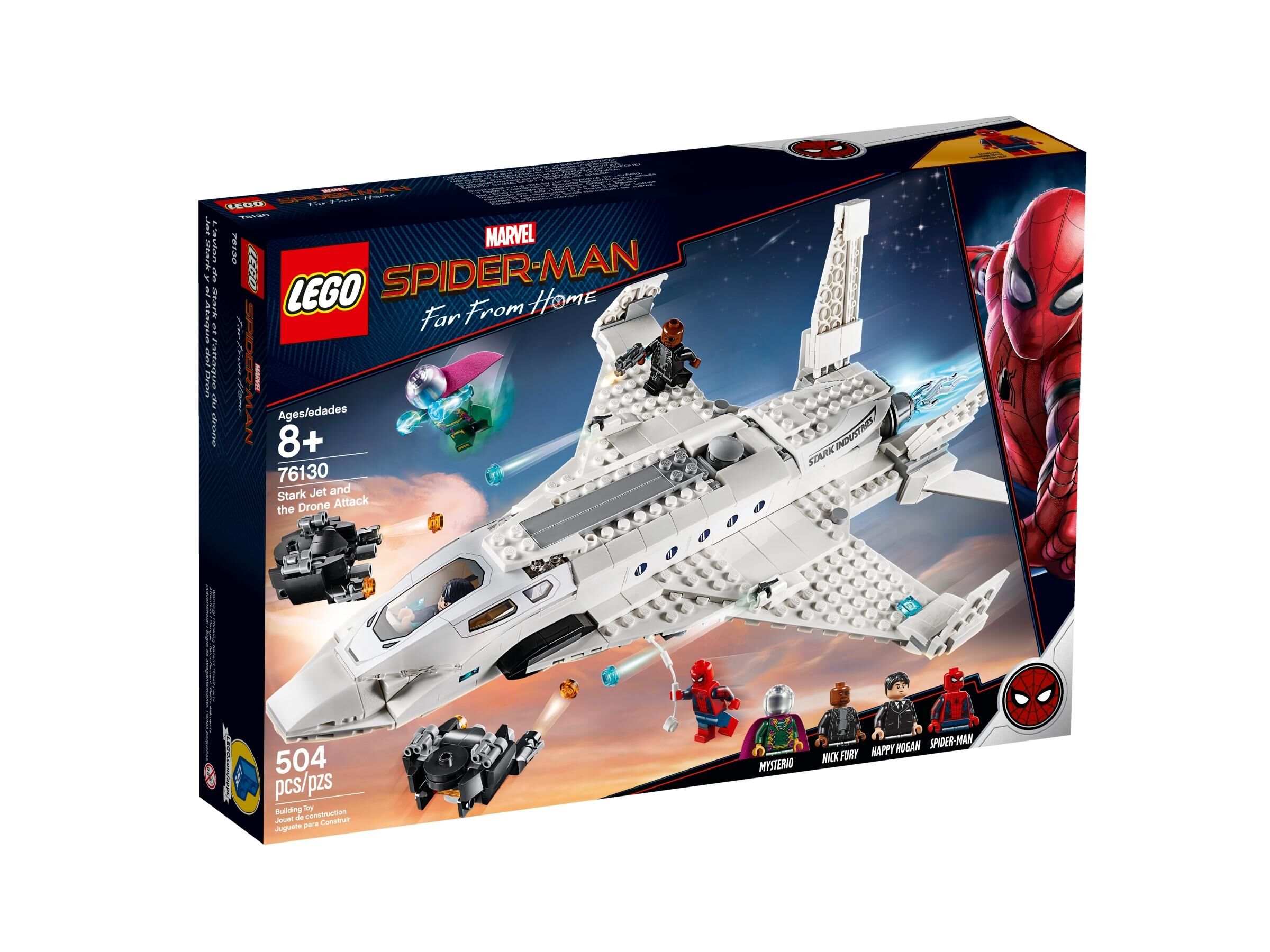 lego spider man stark jet and drone attack